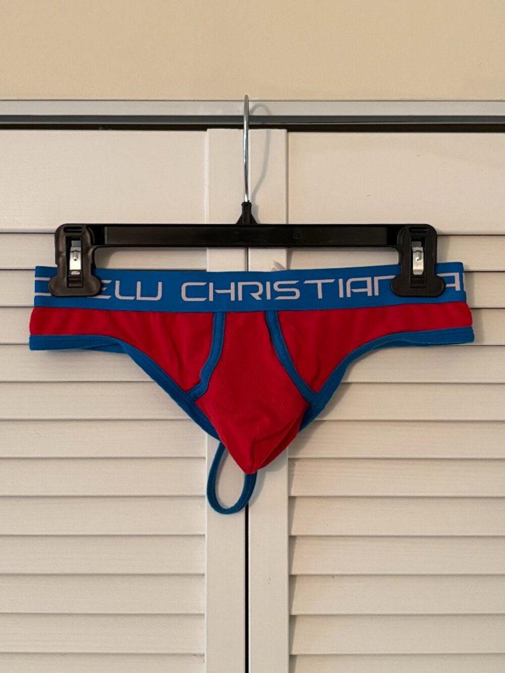 Andrew Christian Thong--Red/Blue